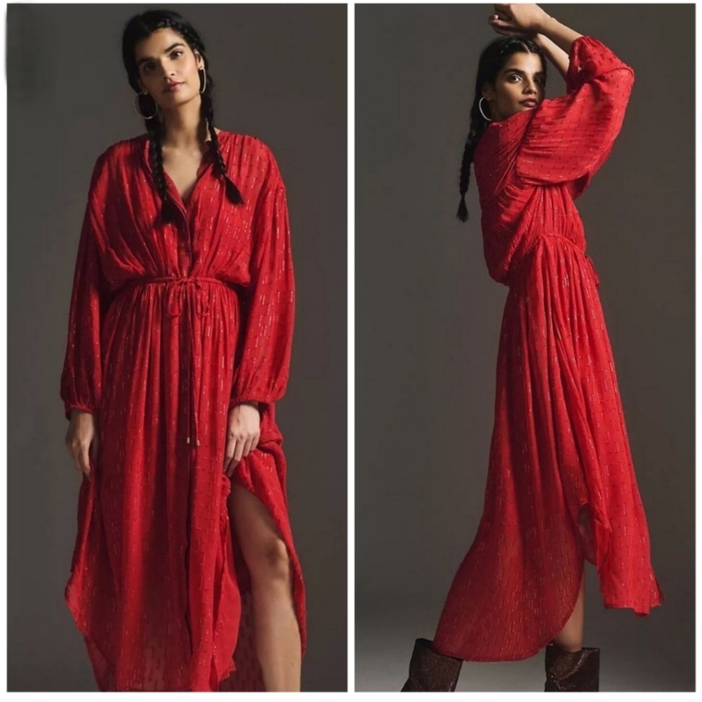 NWT By Anthropologie Allene Shimmer Maxi Dress